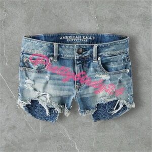 AEO Crochet Pocket Peekaboo Shortie Shorts